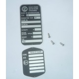 ŠTÍTEK VÝROBNÍ  (ANG.) - TYP ČZ 350/472 KOMPLETNÍ